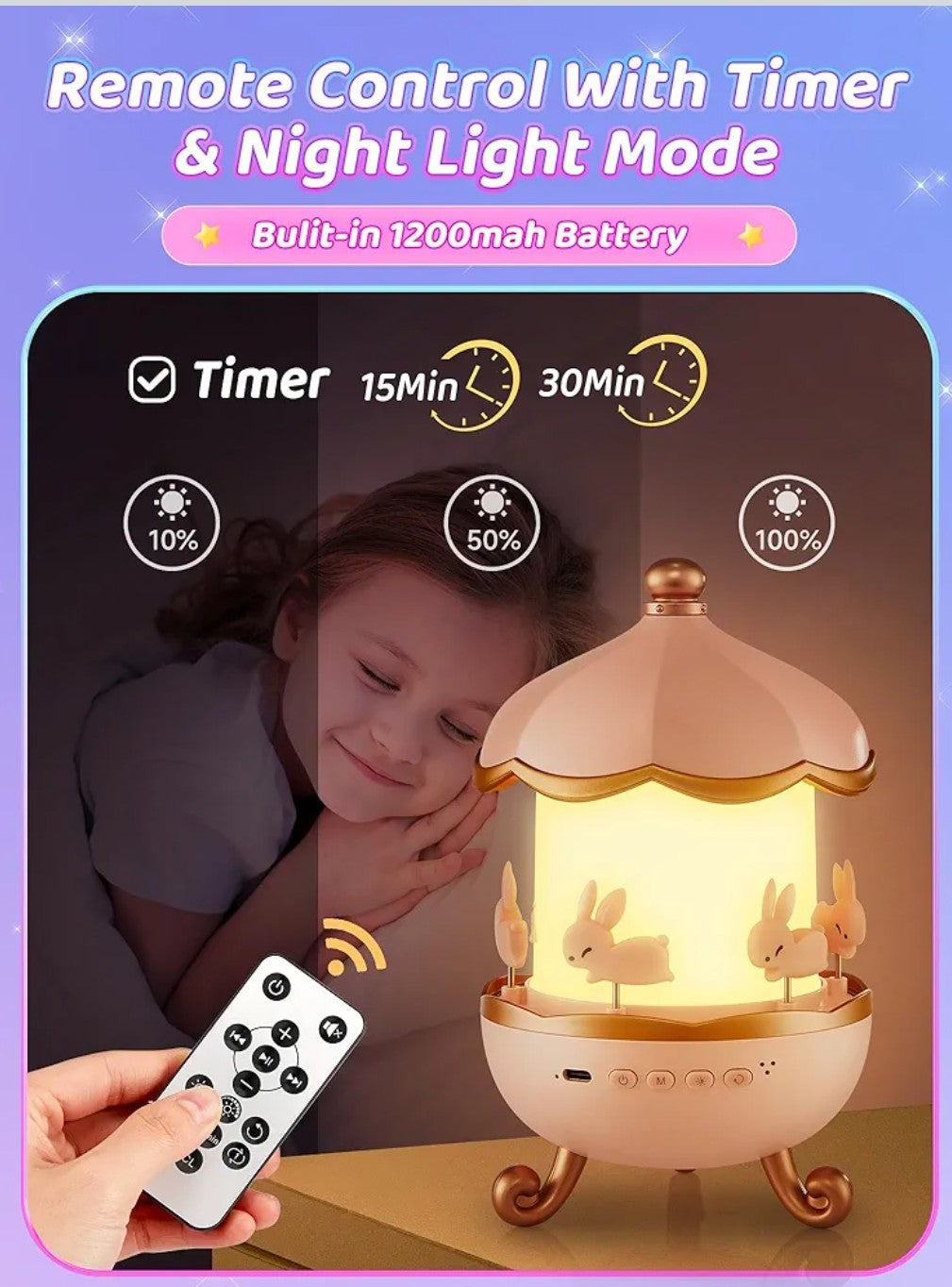 Bunny’s Carousel Rotating LED Night Light