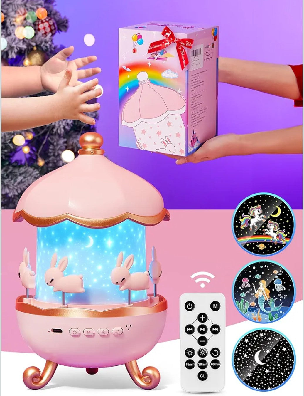 Bunny’s Carousel Rotating LED Night Light